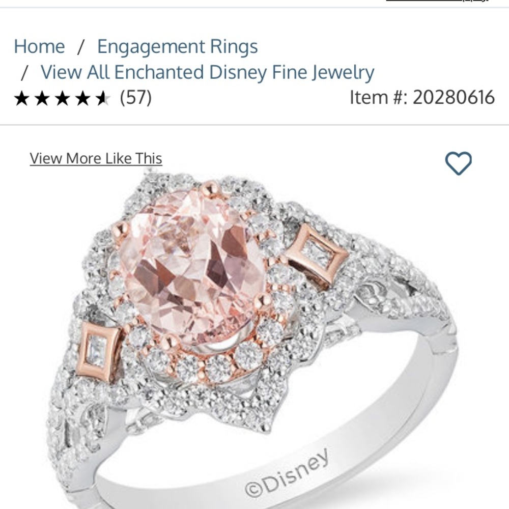 Enchanted Disney Fine Jewelry: Aurora Morganite Diamond Ring 14K 2-Tone Gold
